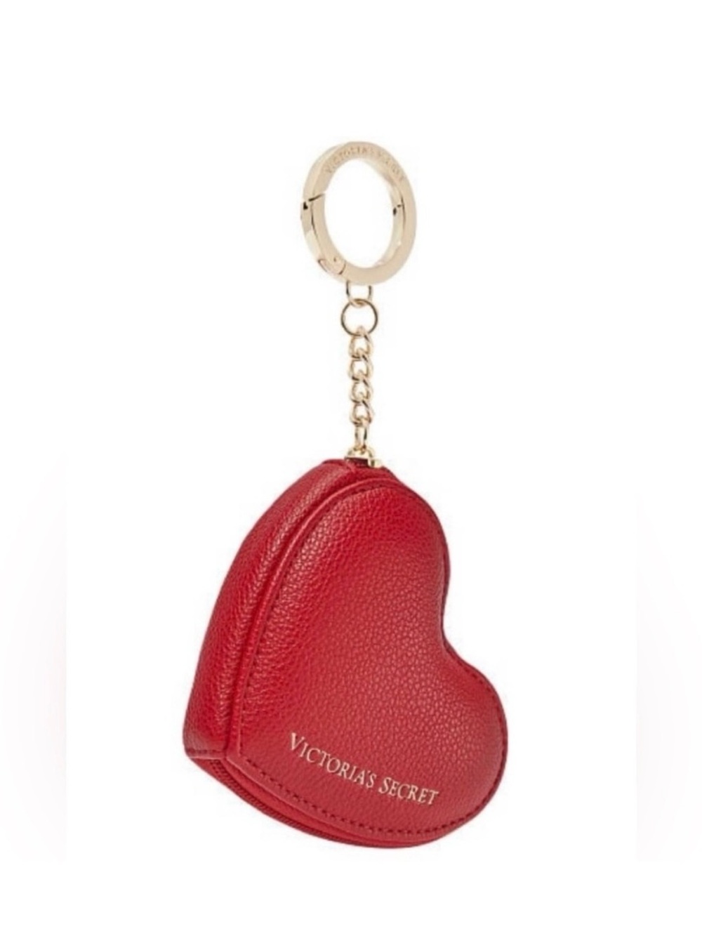 Victoria's Secret Red Heart Coin Pouch Keychain with Gold Hardware